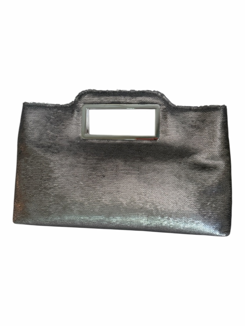 NWT INC Judith Dark Silver Sequin Clutch Crossbody Evening Wedding Bag